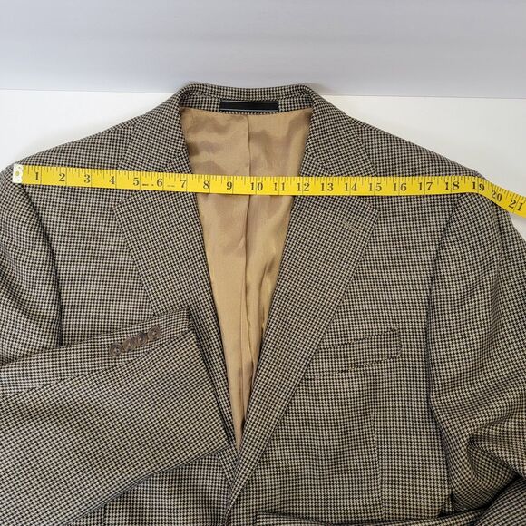 Arnold Brant Mens Tan/Black/Blue Houndstooth 100% Cashmere Blazer Jacket 44R - Picture 11 of 16